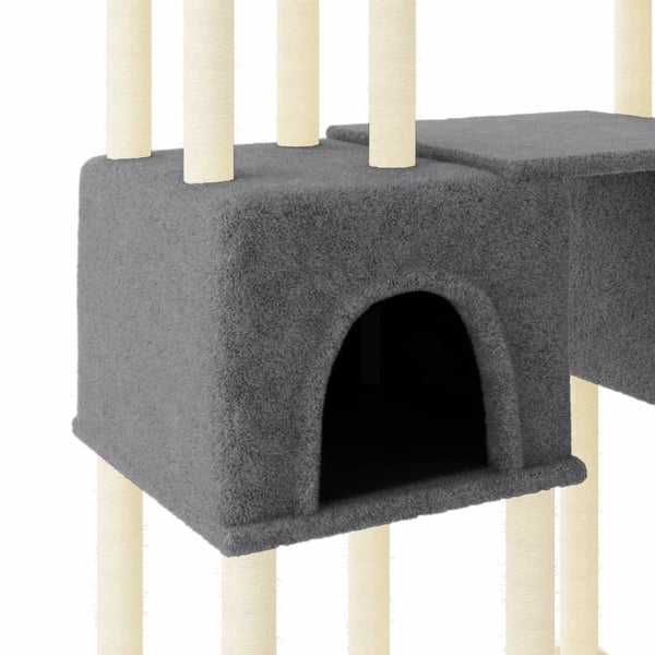 vidaXL Kattetre med klorestolper i sisal mørkegrå 199 cm