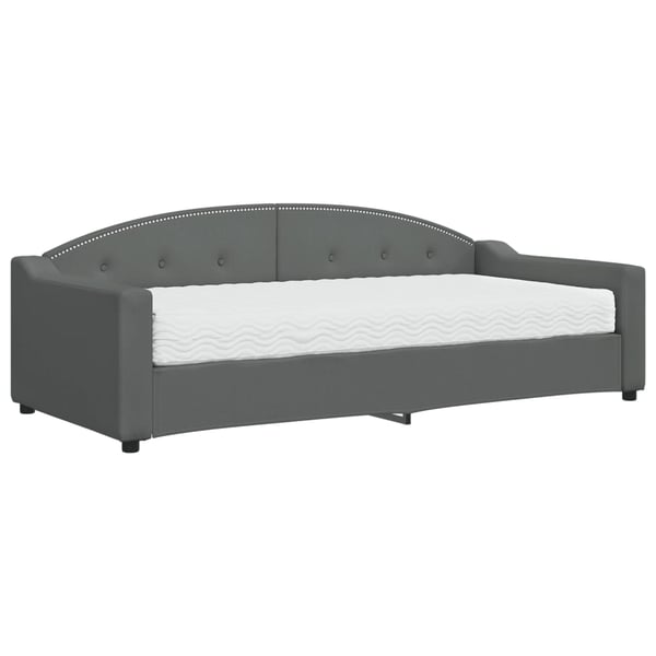 vidaXL Dagbädd med madrass mörkgrå 90x200 cm tyg