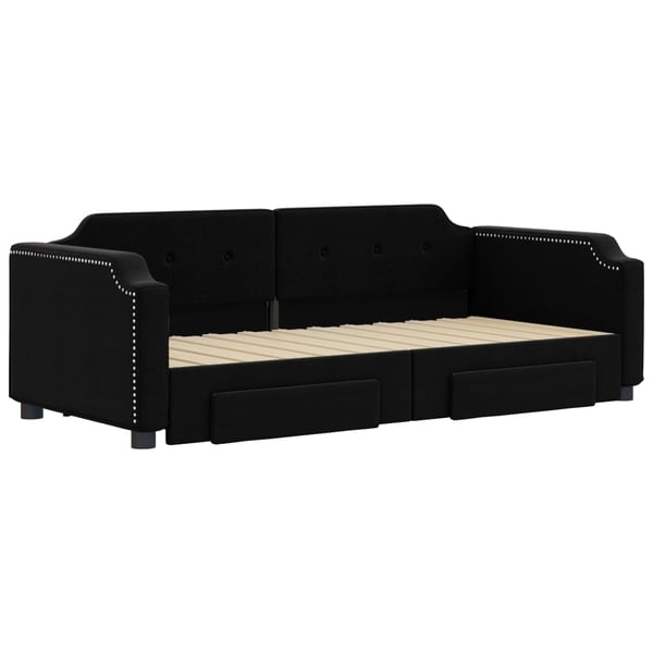 vidaXL daybed med udtræk og skuffer 80x200 cm stof sort