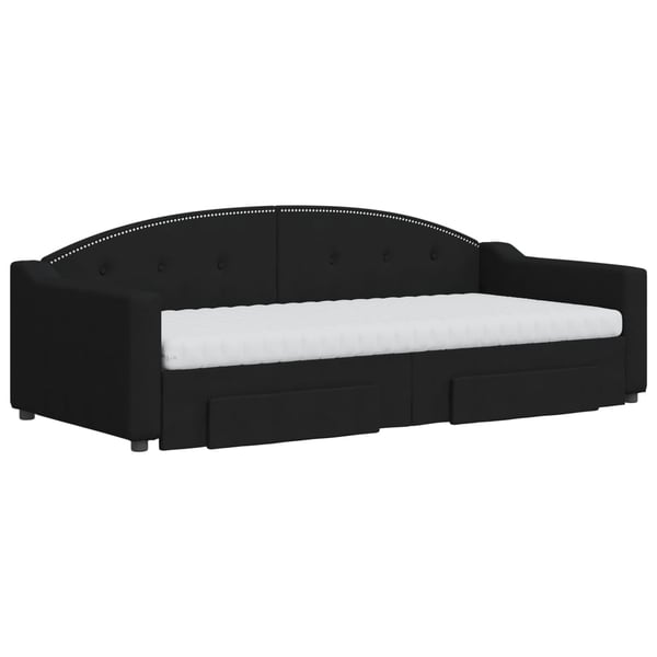 vidaXL daybed med udtræk og skuffer 80x200 cm stof sort