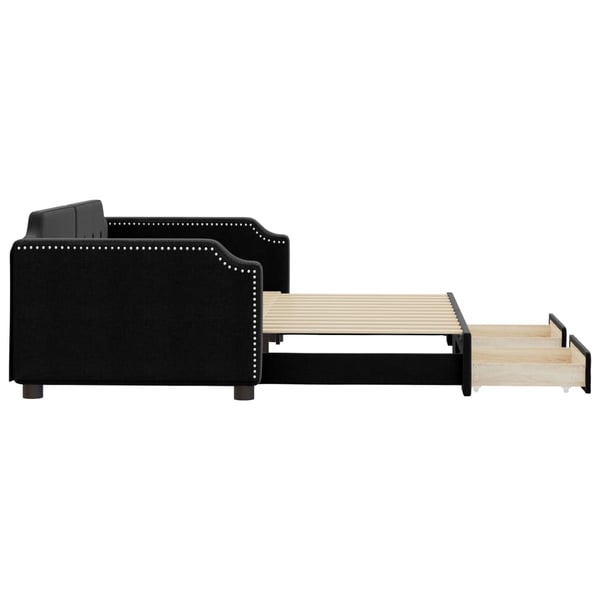 vidaXL daybed med udtræk og skuffer 100x200 cm stof sort