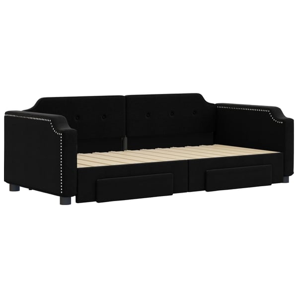 vidaXL daybed med udtræk og skuffer 100x200 cm stof sort