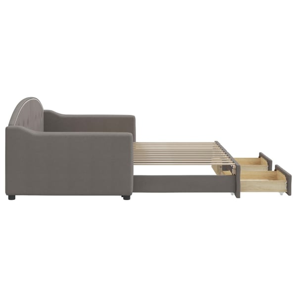 vidaXL daybed med udtræk og skuffer 90x200 cm stof gråbrun