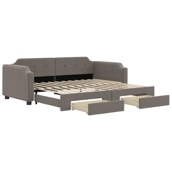 vidaXL daybed med udtræk og skuffer 100x200 cm stof gråbrun