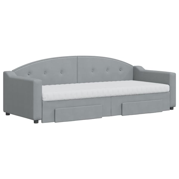 vidaXL daybed med udtræk og skuffer 80x200 cm stof lysegrå