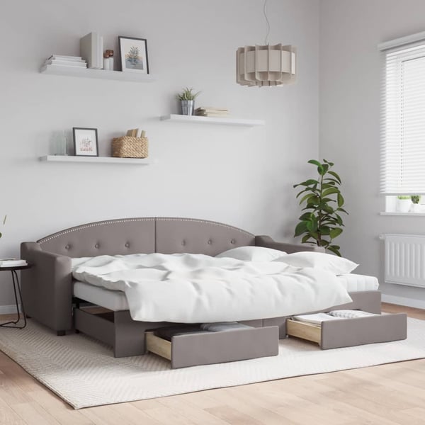 vidaXL daybed med udtræk og skuffer 80x200 cm stof gråbrun