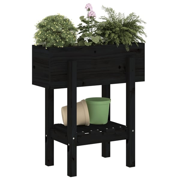 vidaXL Hageplantekasse svart 62x30x69 cm heltre furu
