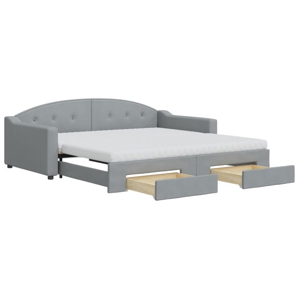 vidaXL daybed med udtræk og skuffer 100x200 cm stof lysegrå