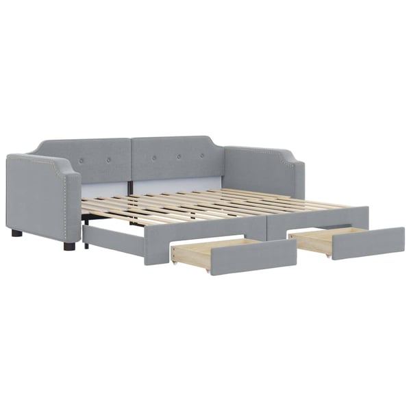 vidaXL daybed med udtræk og skuffer 90x200 cm stof lysegrå