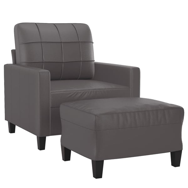 vidaXL sofastol med fodskammel 60 cm kunstlæder grå