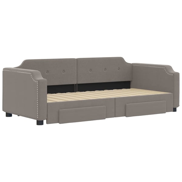 vidaXL daybed med udtræk og skuffer 90x200 cm stof gråbrun
