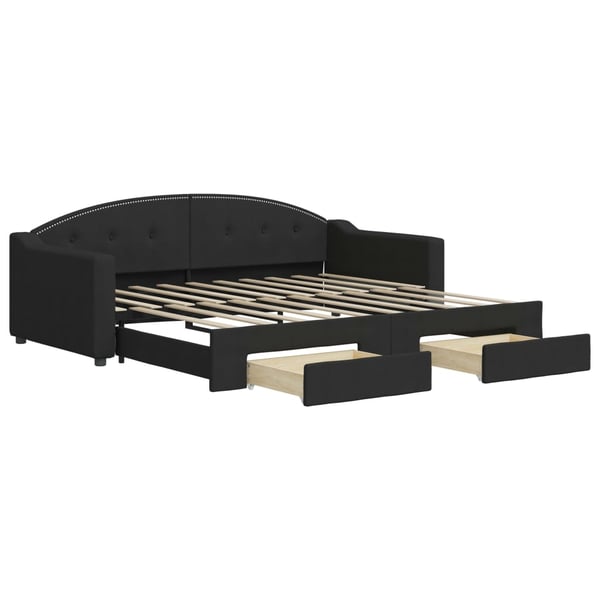 vidaXL daybed med udtræk og skuffer 90x190 cm stof sort