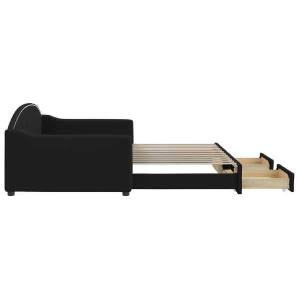 vidaXL daybed med udtræk og skuffer 100x200 cm stof sort