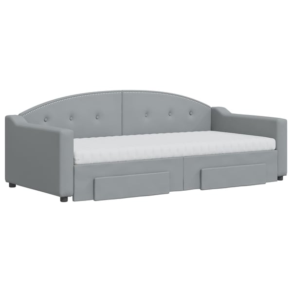 vidaXL daybed med udtræk og skuffer 90x190 cm stof lysegrå