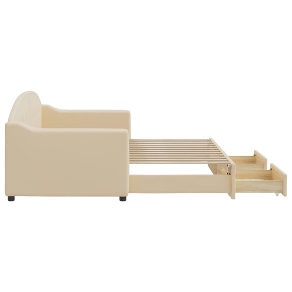 vidaXL daybed med udtræk og skuffer 80x200 cm stof cremefarvet