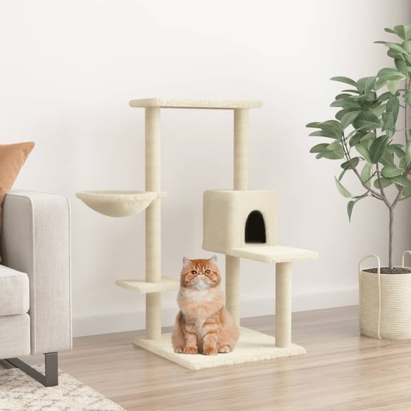 vidaXL Kattetre med klorestolper i sisal kremhvit 95 cm