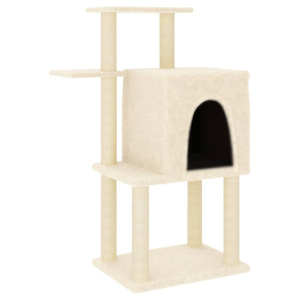 vidaXL Kattetre med klorestolper i sisal kremhvit 97 cm