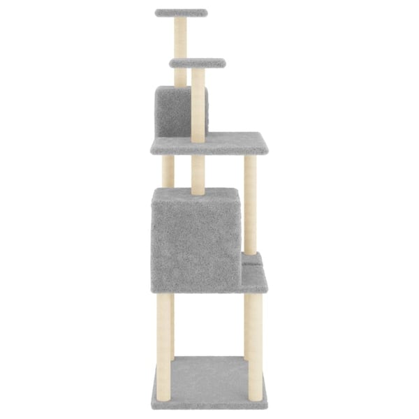 vidaXL Kattetre med klorestolper i sisal lysegrå 167 cm