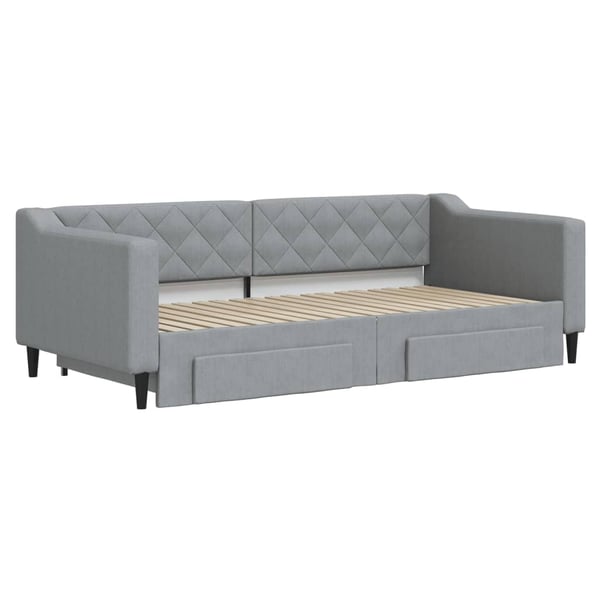 vidaXL daybed med udtræk og skuffer 90x190 cm stof lysegrå