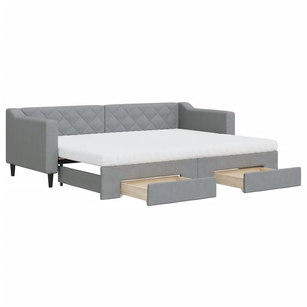 vidaXL daybed med udtræk og skuffer 80x200 cm stof lysegrå