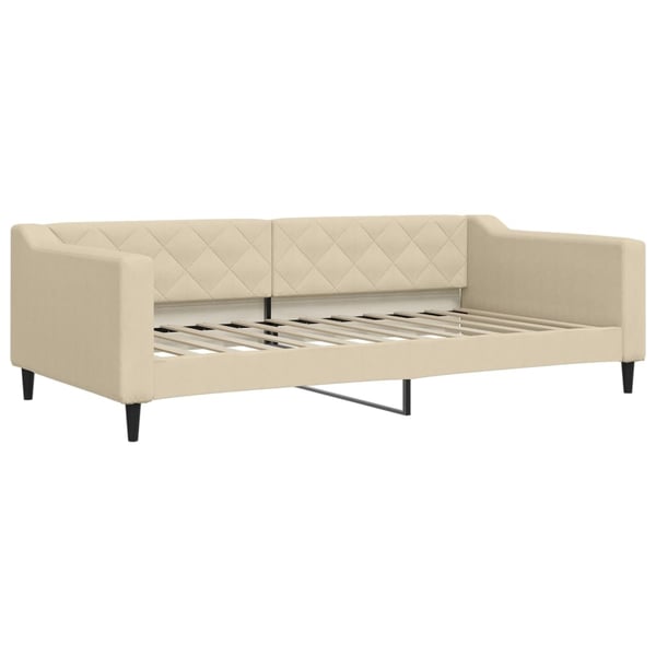 vidaXL daybed med udtræk og skuffer 100x200 cm stof cremefarvet
