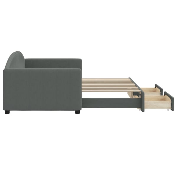 vidaXL daybed med udtræk og skuffer 90x190 cm stof mørkegrå