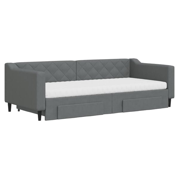 vidaXL daybed med udtræk og skuffer 90x200 cm stof mørkegrå