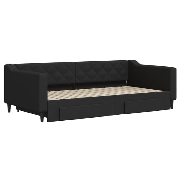 vidaXL daybed med udtræk og skuffer 100x200 cm stof sort