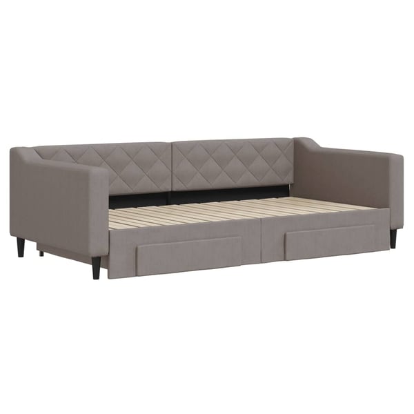 vidaXL daybed med udtræk og skuffer 100x200 cm stof gråbrun