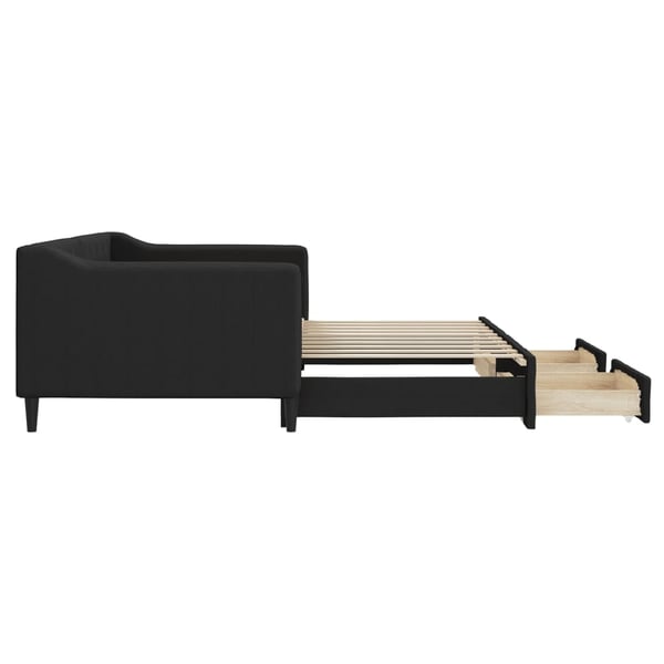 vidaXL daybed med udtræk og skuffer 90x190 cm stof sort