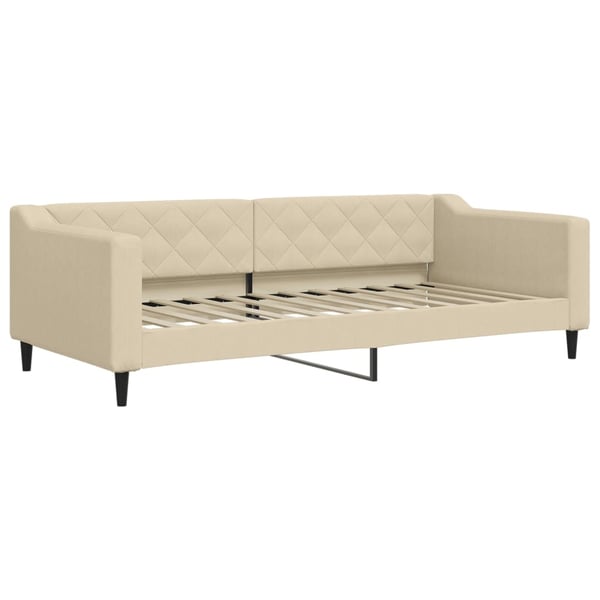 vidaXL daybed med udtræk og skuffer 90x200 cm stof cremefarvet