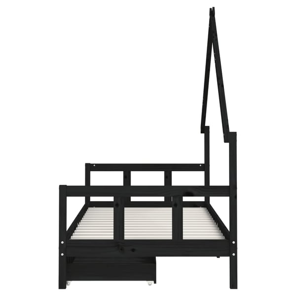 vidaXL Barnesengeramme med skuffer svart 90x200 cm heltre furu