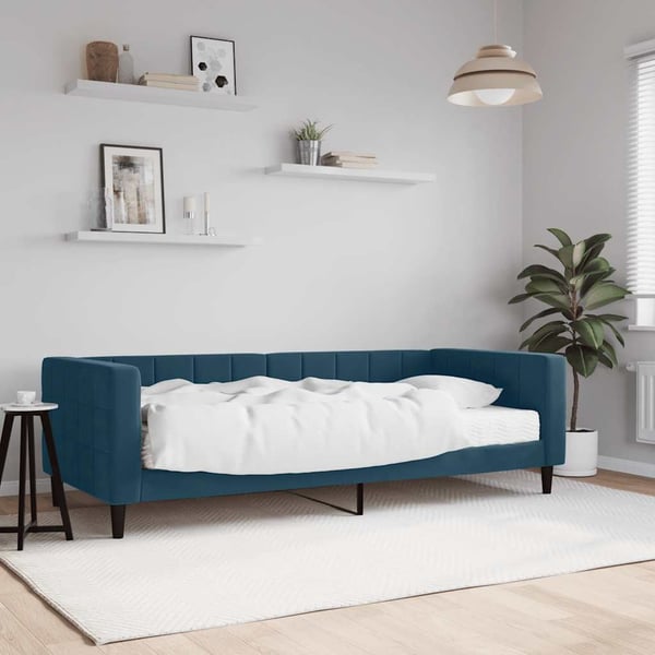 vidaXL Dagbädd med madrass blå 90x200 cm sammet