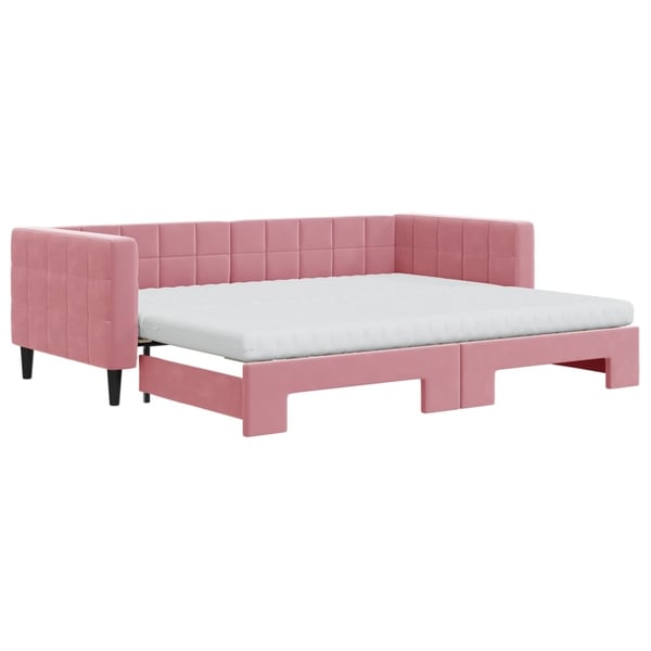 vidaXL Dagbädd utdragbar och madrasser rosa 90x200 cm sammet