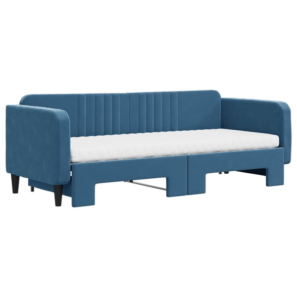 vidaXL daybed med udtræk og madras 80x200 cm velour blå