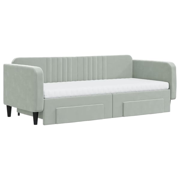 vidaXL Dagbädd utdragbar med lådor ljusgrå 90x200 cm sammet