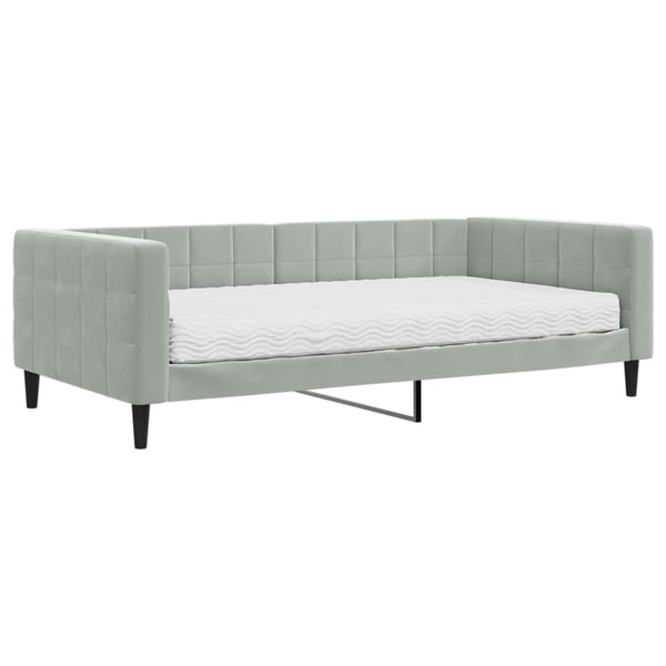 vidaXL Dagbädd med madrass ljusgrå 100x200 cm sammet