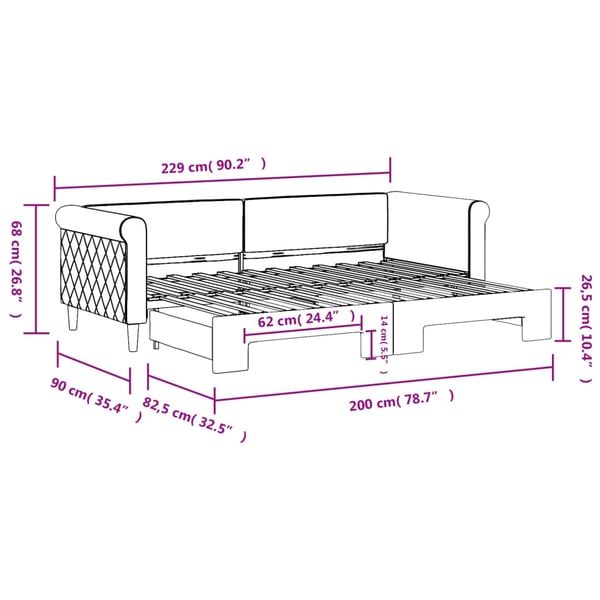 vidaXL daybed med udtræk 80x200 cm velour lysegrå