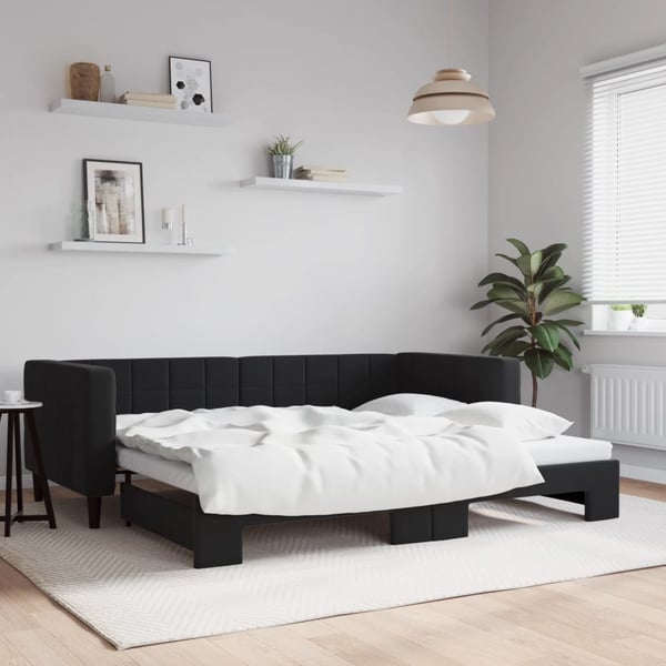 vidaXL daybed med udtræk 90x190 cm velour sort