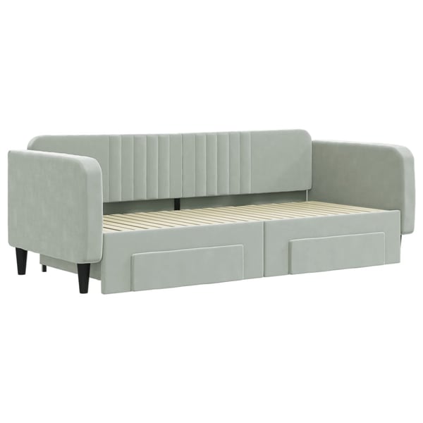 vidaXL daybed med udtræk og skuffer 90x200 cm velour lysegrå
