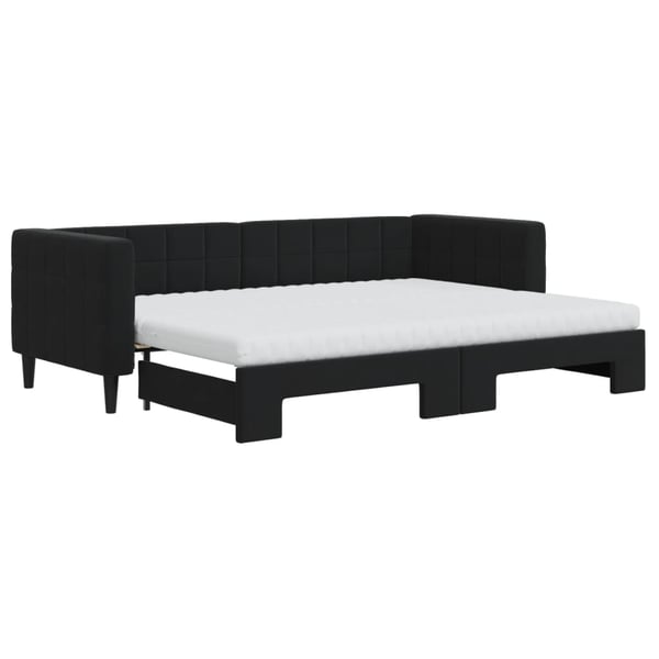vidaXL daybed med udtræk og madras 80x200 cm velour sort