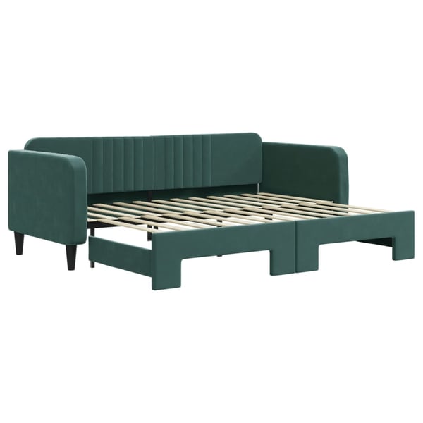 vidaXL daybed med udtræk 90x200 cm velour mørkegrøn
