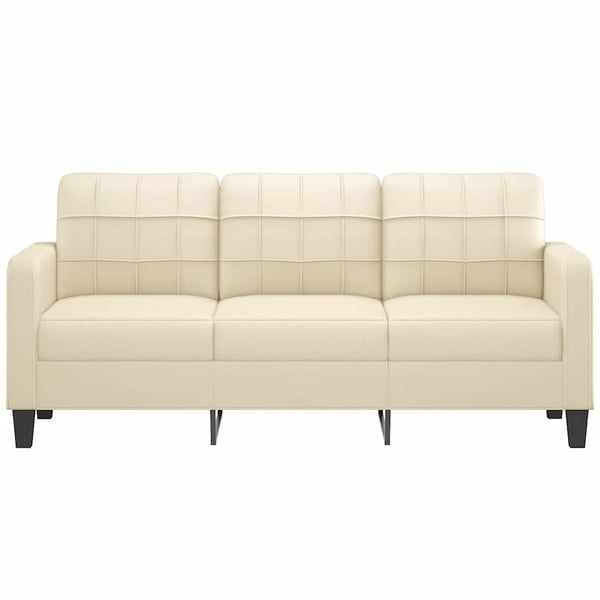 vidaXL 3-sitssoffa gräddvit 180 cm konstläder