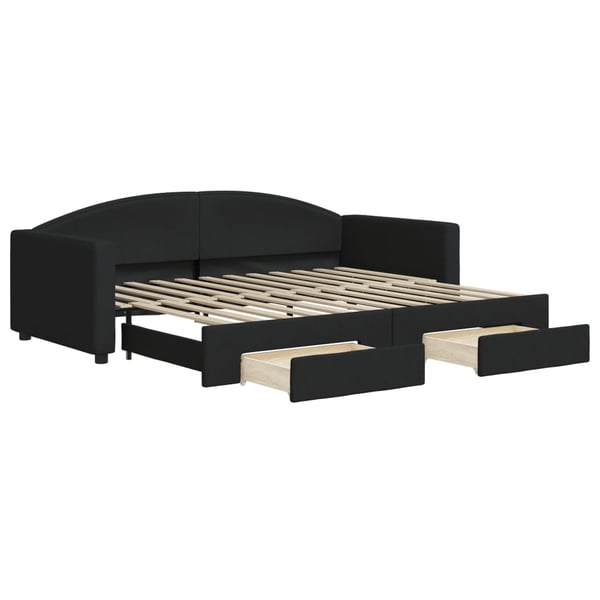 vidaXL daybed med udtræk og skuffer 80x200 cm stof sort