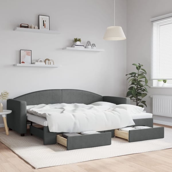 vidaXL daybed med udtræk og skuffer 80x200 cm stof mørkegrå