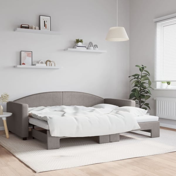 vidaXL daybed med udtræk 90x200 cm stof gråbrun