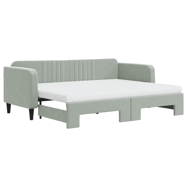 vidaXL daybed med udtræk og madras 80x200 cm velour lysegrå