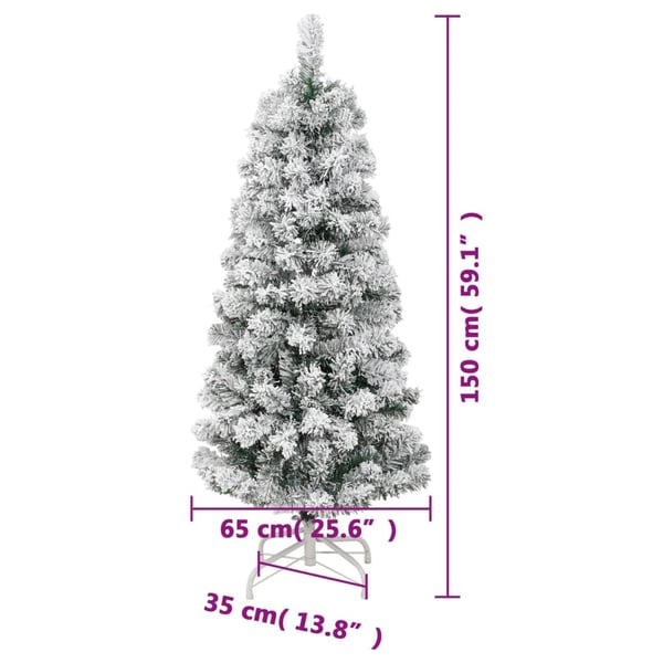 vidaXL kunstigt juletræ med sne 150 cm hængslet