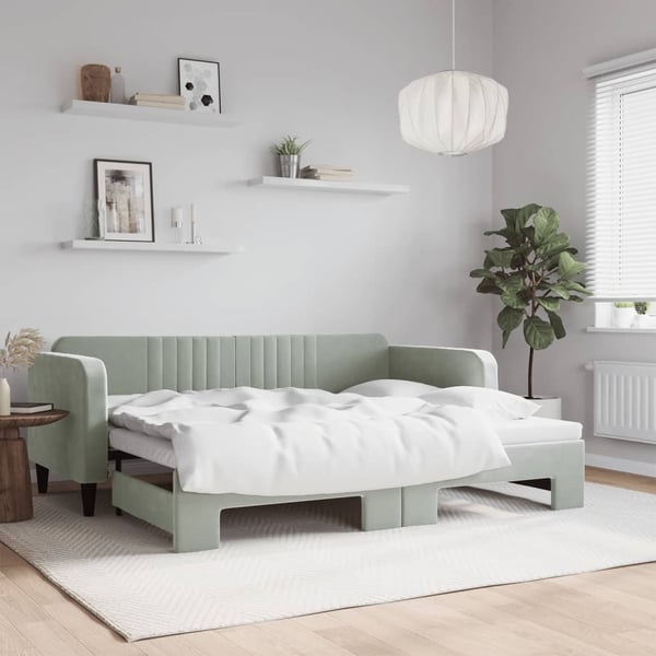 vidaXL daybed med udtræk 90x200 cm velour lysegrå