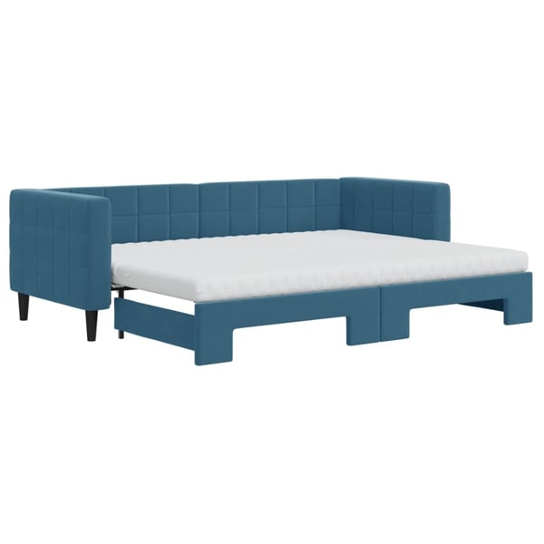 vidaXL daybed med udtræk og madras 80x200 cm velour blå
